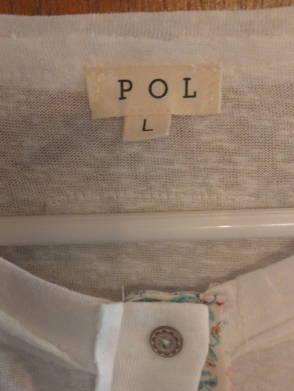 POL Women's Layered Peasant Tunic in White, Olive, and Floral - Picture 3 of 7